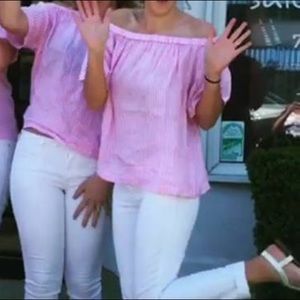 Pink Linen Off The Shoulder Top - J Crew!